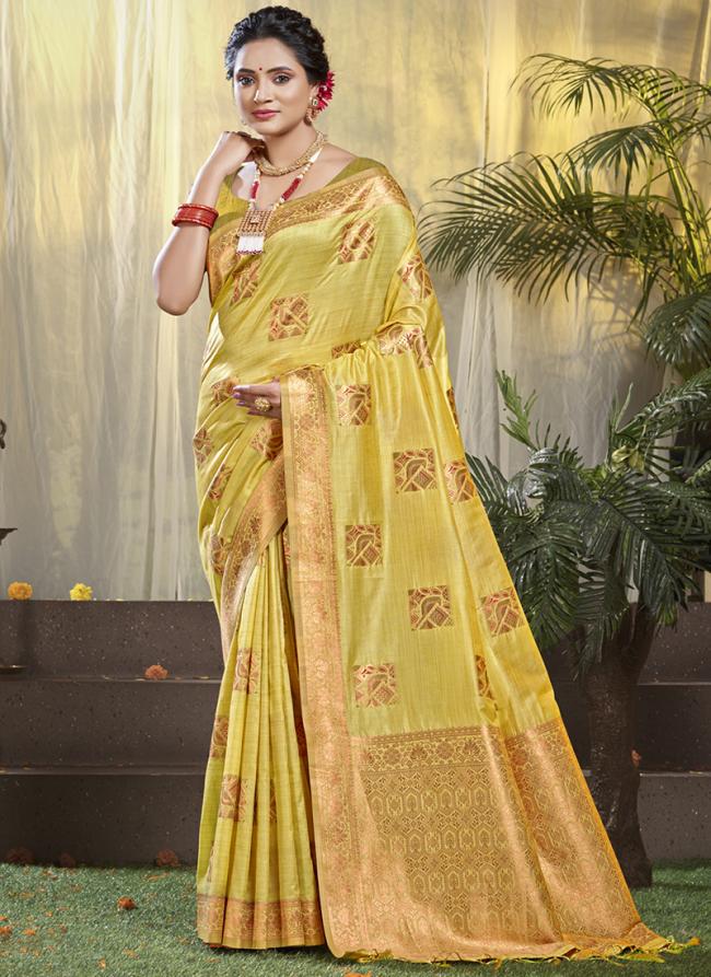 Silk Yellow Festival Wear Weaving Saree